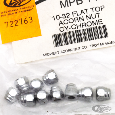 10Pck 10-32 Flat Top Acorn Nut