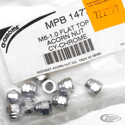 10Pck M6-1.0 Flat Top Acorn Nut