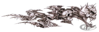 Skull decay left decal 2 7/8"x8 3/8" (DE)