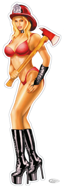 Fire babe 2 decal 2.7"x8.5" (DE)