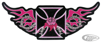 Pink Iron Cross patch 12.25"x5"