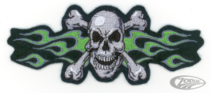 Green Flame Skull Mini Patch