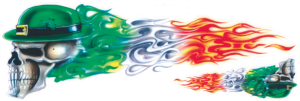 Irish Flame Skull Right 2.76X8.295 decal (DE)