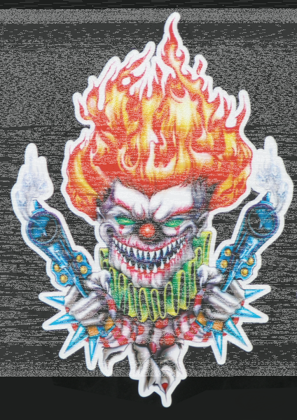 Gun Toting Clown decal 7.33"x10.39" (DE)