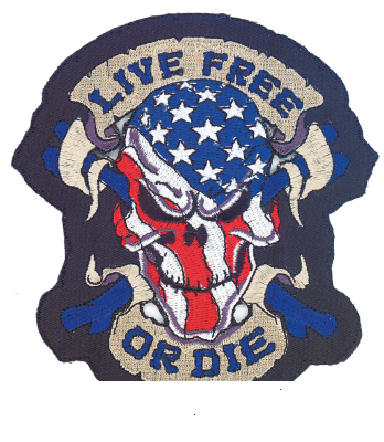 LIVE FREE OR DIE USA SKULL 6,5"X5" (DE)