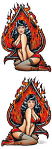 FLAMING ACE PIN UP GIRL 6"X18"