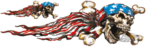 USA SKULL RIGHT 3"X10" (DE)