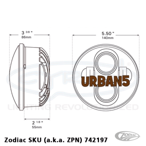 Cyron Urban 5, 5.75" LED headlight unit (DE)