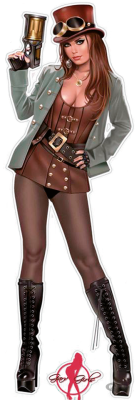 STEAM PUNK PINUP 3X10IN DECAL (DE)