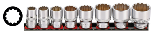 3/8" Socketset inch sizes 8PC on rail (DE)