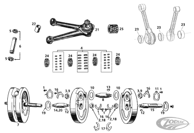 crank pin 3 hole type +0004" OS WL/Servi (DE)