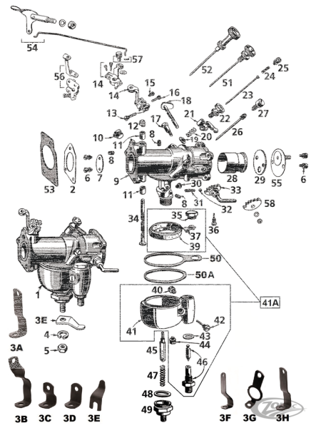 shaft throttle with screws, 1 1/4 carbs (DE)