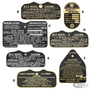 Data plate 1940 WLA rivet-on brass (DE)