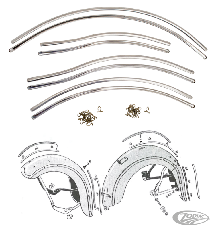 trim rear fender with mounting clips set (DE)