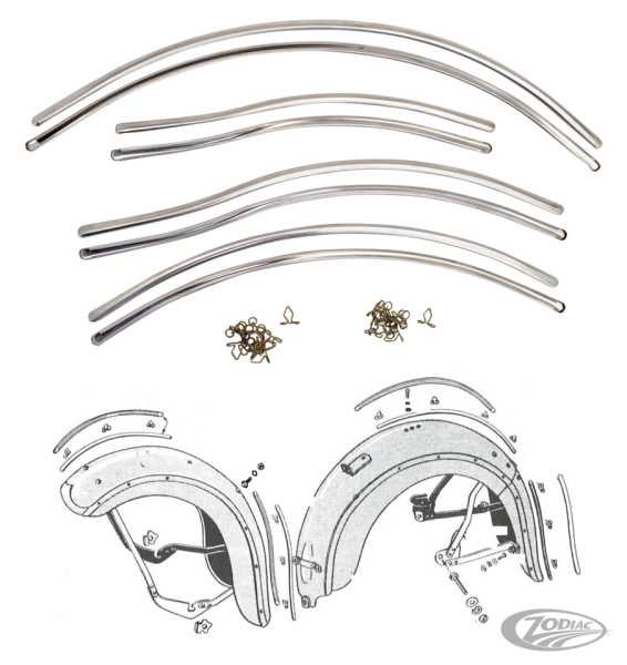 trim rear fender with mounting clips set (DE)