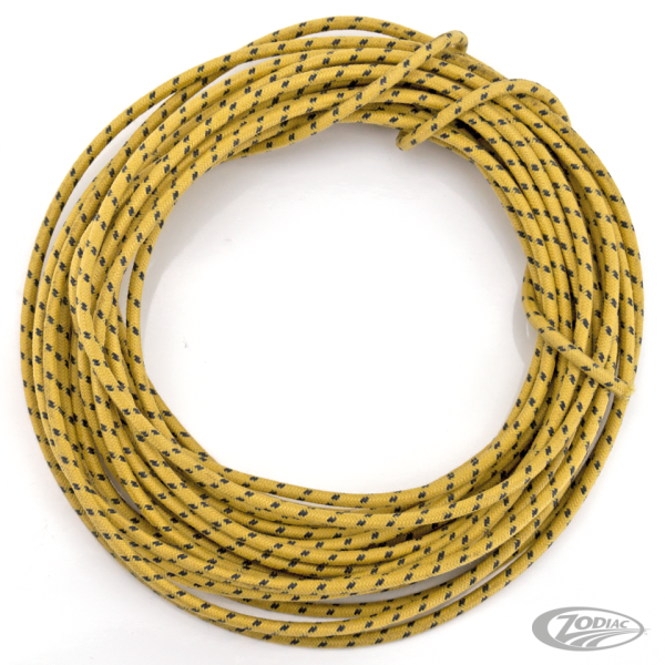 Yellow cotton wire w/black tracer 25ft (DE)