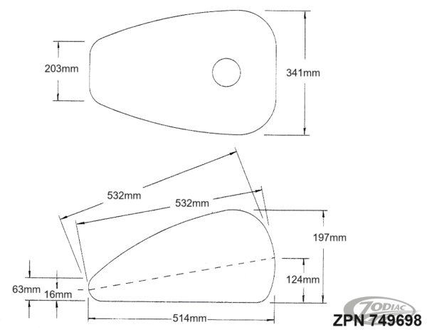 Roadster 3.5 Gallon Gas Tank XLC07-09 (DE)