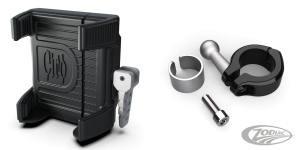 Phone Holder w/Charger 7/8+1" bars Blk (DE)