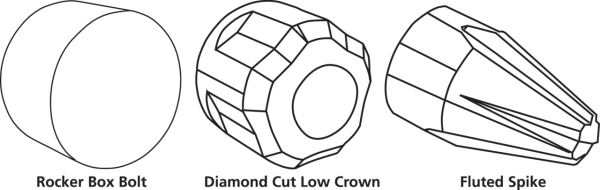 Diamond crown Chr BOLT CAPS 5/16" 6Pck (DE)