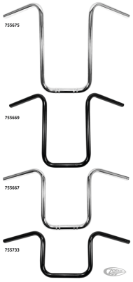 1" Narrow Ape Hanger 12" BLK dimpled (DE)