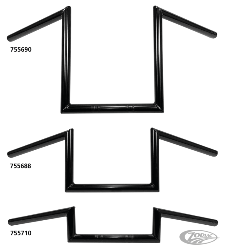 1" Handlebars Square 4" BLK dimple (DE)