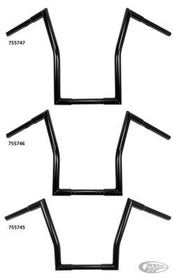 1" Square Fat Ape Hanger 15" BLK TBW (DE)