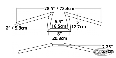 ZCP Donkey bar 1" chr dimpled 6-1/2" (DE)