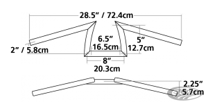 GZP ZCP Donkey bar 1" chr dimpled 6-1/2"