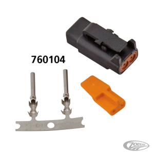 DTM 2-Pos Blk Plug w/ Terminals & Wedge