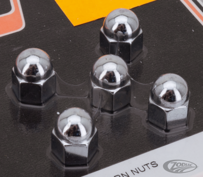 CHROME ACORN NUTS 1/4-24 UNS 5pck