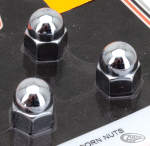 CHROME ACORN NUTS 3/8-24 UNF 3pck