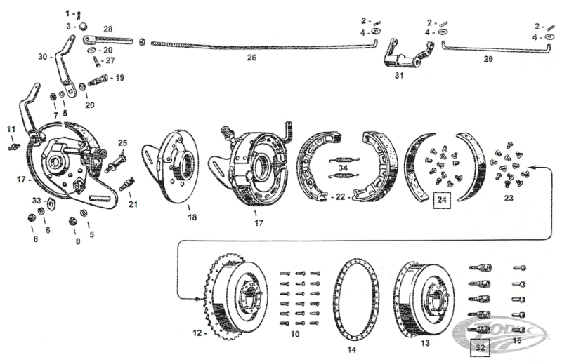 Lined brake shoes 45CI41-up (DE)