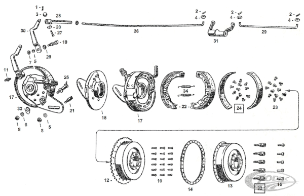 Lined brake shoes 45CI41-up (DE)