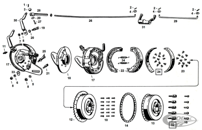 Rod rear brake, white plated, WL (DE)
