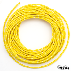 Cloth covered wire yellow/white 25ft (DE)