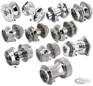 Rear hub assy FLH/T86-99 chrome (DE)