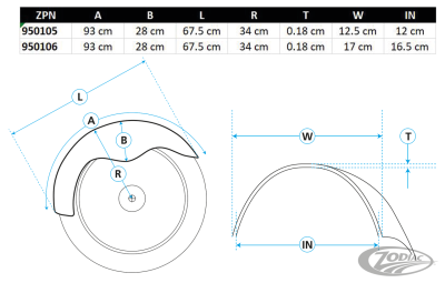 4.75" St smooth custom front fender (DE)