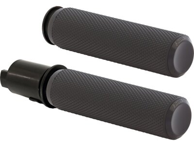 Knurled Fusion Grips Black Rubber, Black Endcap 1" Throttle By Wire