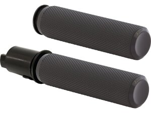 Knurled Fusion Grips Black Rubber, Black Endcap 1"...