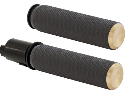 Knurled Fusion Grips Black Rubber, Brass Endcap 1" Throttle By Wire