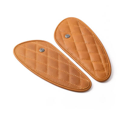 Trip Machine, Diamond leather gas tank pad set. Tan
