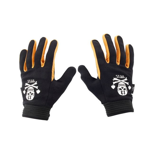 Lucky 13 Pirate Skull gloves black /yellow Size 2XL