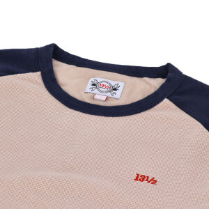 13 1/2 Waffle jersey sand/navy Size S