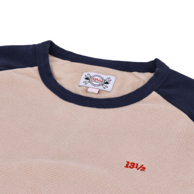 13 1/2 Waffle jersey sand/navy Size XL