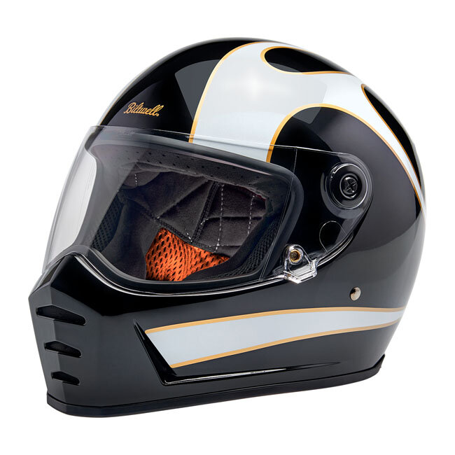 Biltwell Lane Splitter helmet white flames Size 2XL