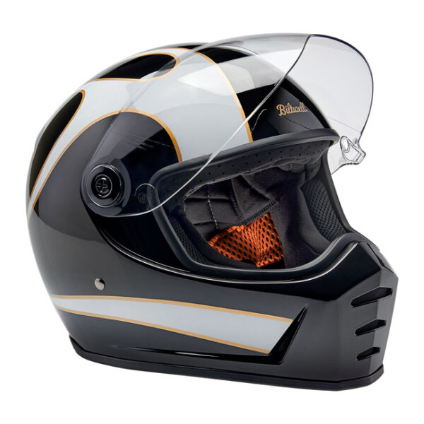 Biltwell Lane Splitter helmet white flames Size 2XL