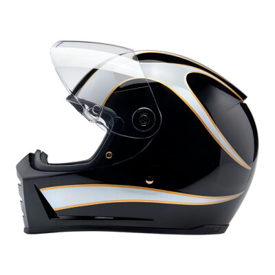 Biltwell Lane Splitter helmet white flames Size 2XL