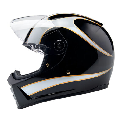 Biltwell Lane Splitter helmet white flames Size 2XL