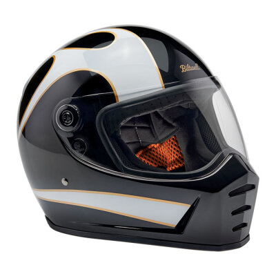 Biltwell Lane Splitter helmet white flames Size 2XL