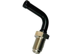 M10 x 1, Vario Line Male Fitting Type 414, 45° Elbow (Black Anodized Aluminium Elbow, Stainless Steel Fastener)